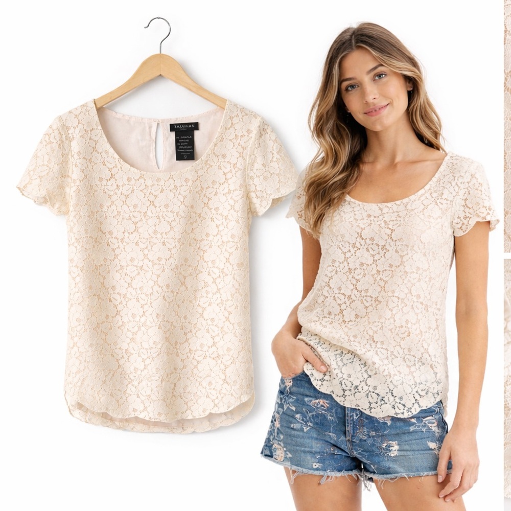🤍 Talula Cream Lace Blouse – Size Small
